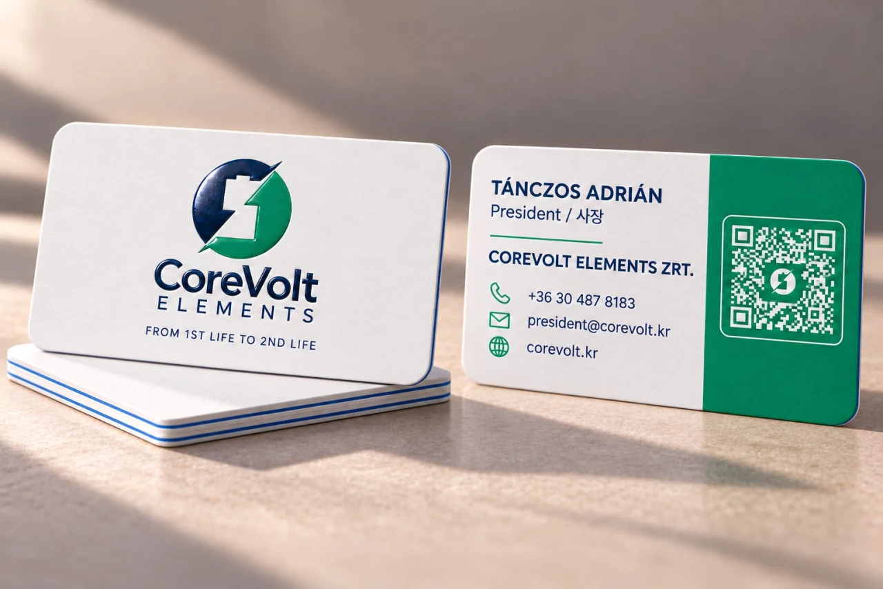 CoreVolt Elements business card for President Tánczos Adrián